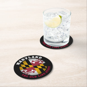MARYLAND OLD LINE STATLIG FLAGGA UNDERLÄGG PAPPER RUND