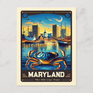 Maryland   Patriotisk Vintage Vykort
