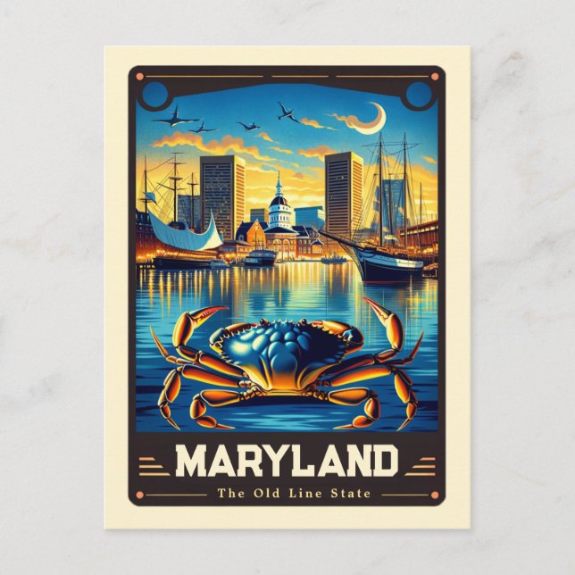 Maryland | Patriotisk Vintage Vykort (Framsida)