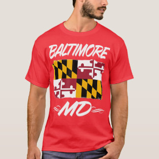 Maryland Pride Kärlek Baltimore med Maryland Flagg T Shirt