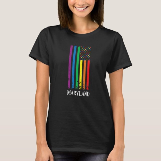 Maryland Pride Month Pride Flag LGBT Community LGB T Shirt (Framsida)