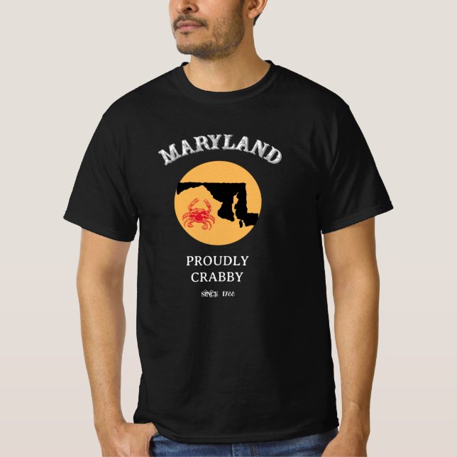 Maryland Proudly Crabby Since 1788 T-Shirt (Framsida)