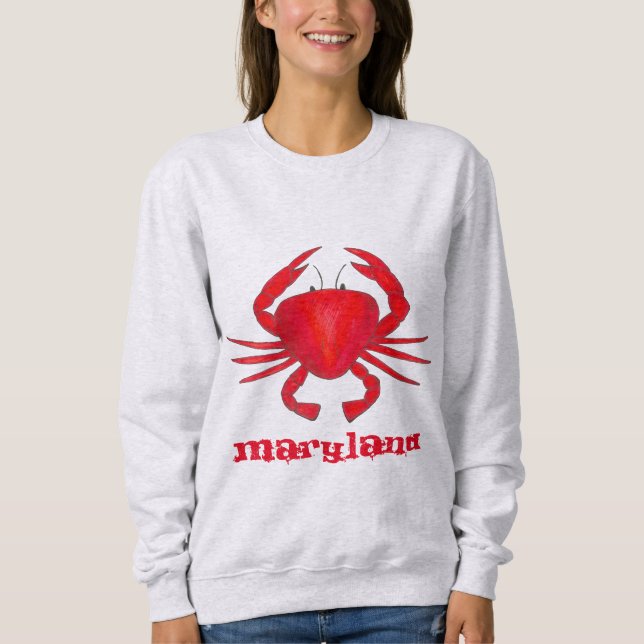 Maryland Red Crab Seafood Beach Sweatshirt Tee Shirt (Framsida)