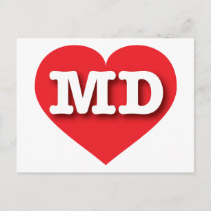Maryland Red Heart - I kärlek MD Vykort