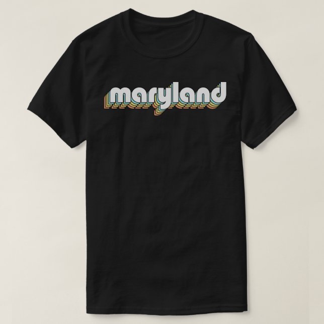 Maryland Retro Rainbow Typography Faded Stil T Shirt (Design framsida)