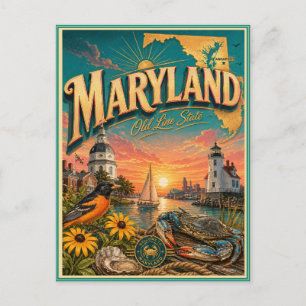 Maryland Retro Resa Souvenir vykort