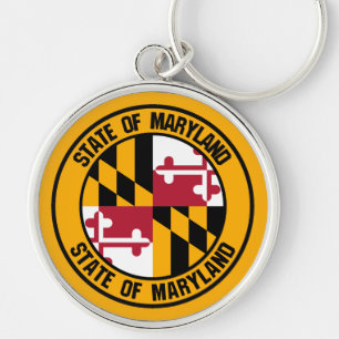 Maryland Round Emblem Rund Silverfärgad Nyckelring