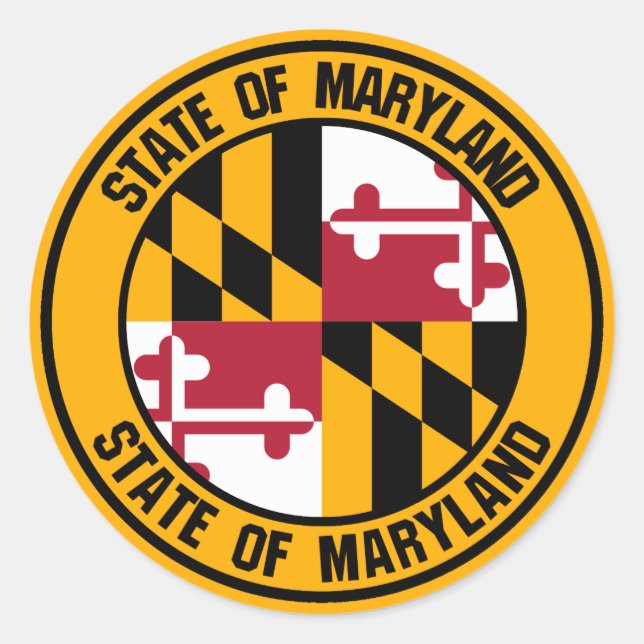 Maryland Round Emblem Runt Klistermärke (Framsida)
