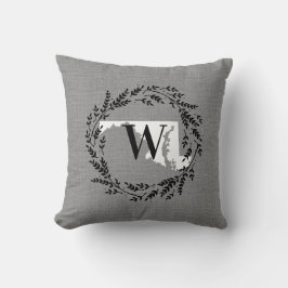 Maryland Rustic WAN Monogram Dekorativ kudde