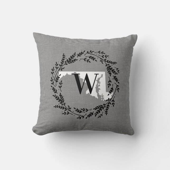 Maryland Rustic WAN Monogram Dekorativ kudde (Framsida)