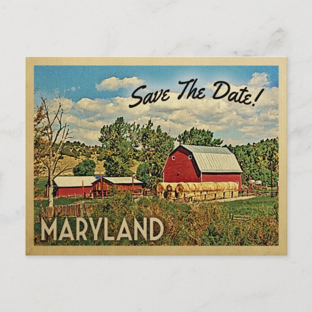 Maryland Save Date Farm Barn Rustic Meddelande Vykort (Framsida)