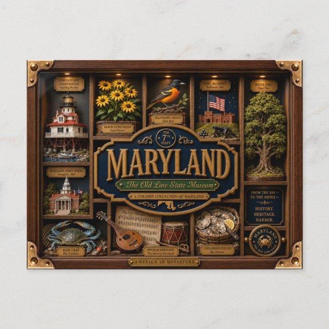 Maryland Shadow Box 3D Figurin Stat Vykort (Framsida)