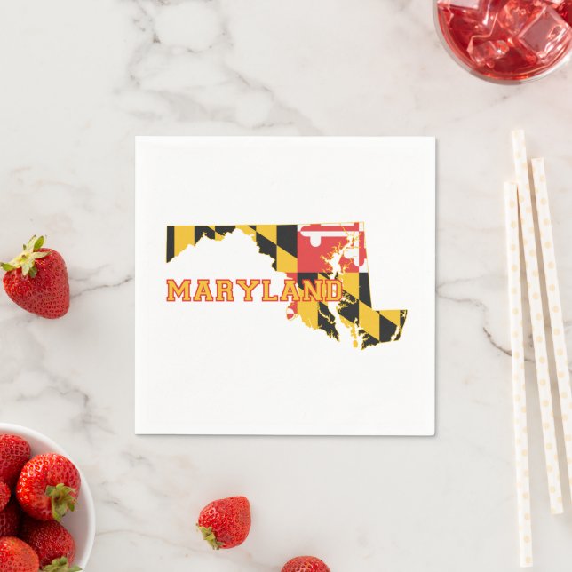 Maryland Shaped Marylander Old Line Statlig flagga Pappersservett (Insitu)