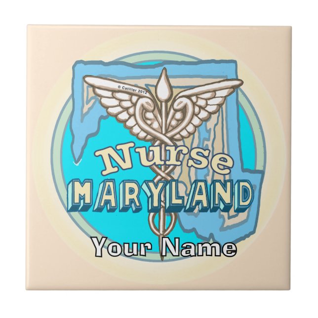 Maryland Sjuksköterska Caduceus Kakel (Framsidan)