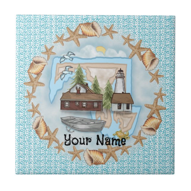 Maryland Snäckas Lighthouse Tile Kakelplatta (Framsidan)