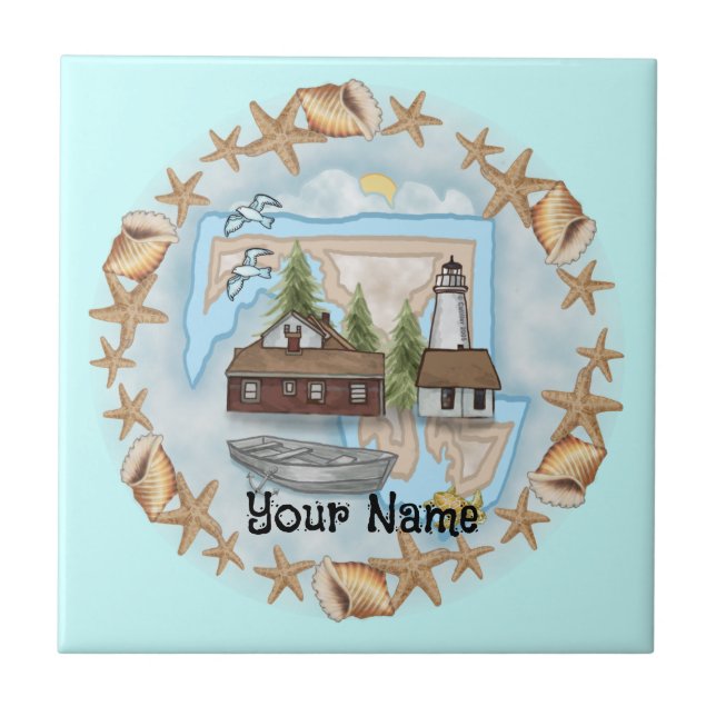 Maryland Snäckas Lighthouse Tile Kakelplatta (Framsidan)
