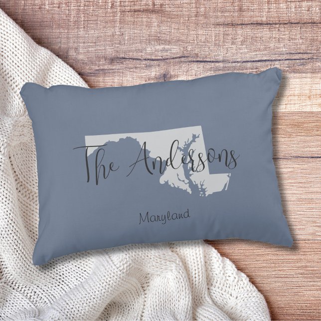 Maryland State-disposition Minimal Dekorativ kudde (Show pride for your state and personalize it!  "love makes this house a home in <your state>")