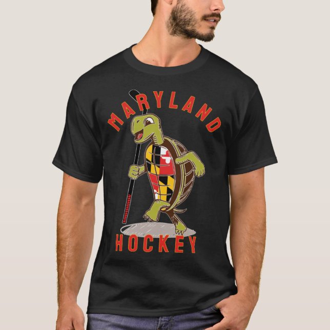 Maryland State Flag Turtle Hockey Baltimore Sports T Shirt (Framsida)