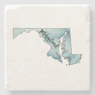 Maryland State Karta Marble Stone Underlägg