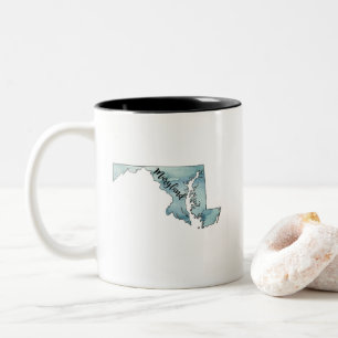 Maryland State Karta Watercolor Två-Tonad Mugg