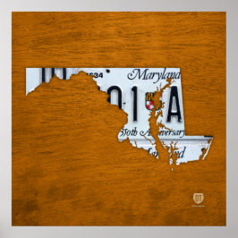 Maryland State License Plate Karta Poster
