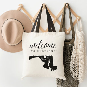 Maryland State Silhouette Bröllop Welcome Tote Tygkasse