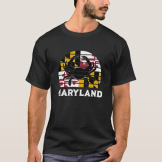 Maryland State US Flagga Funny Blue Crab T Shirt