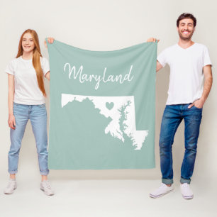 Maryland-staten karta kärlek fleecefilt