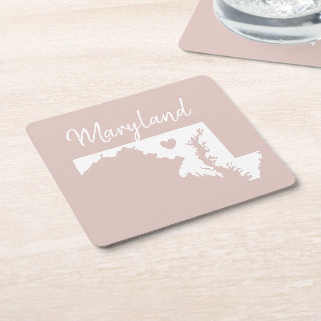 Maryland-staten karta kärlek underlägg papper kvadrat (Vinklad)