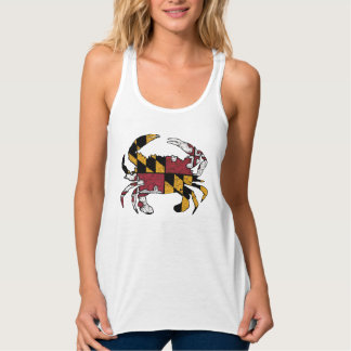 Maryland Statlig flagga Blue Crab Racerback Womens Linne Med Racerback