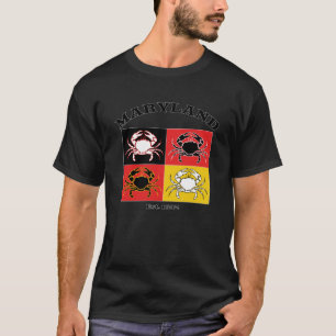Maryland Statlig flagga Crab Baltimore Annapolis F T Shirt