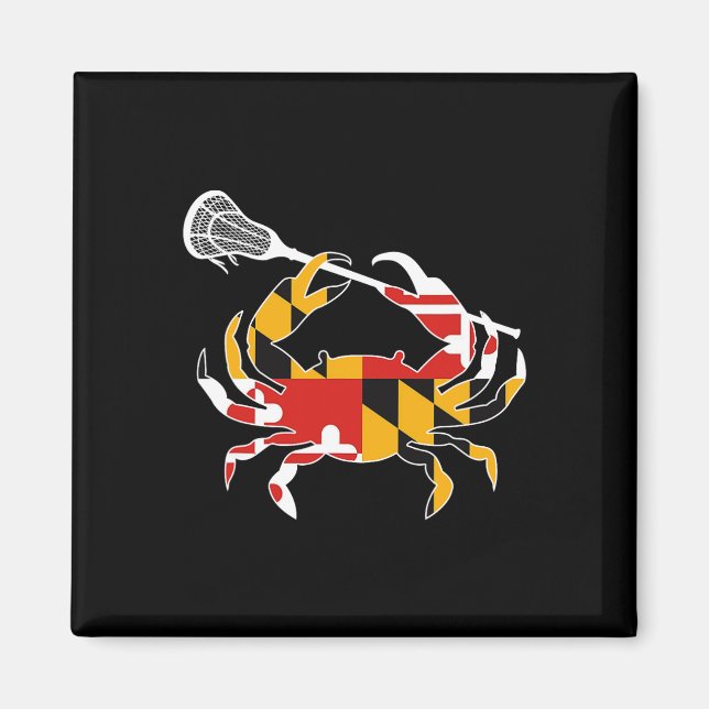 Maryland Statlig flagga Crab Lacrosse Complete Sti Magnet (Framsidan)