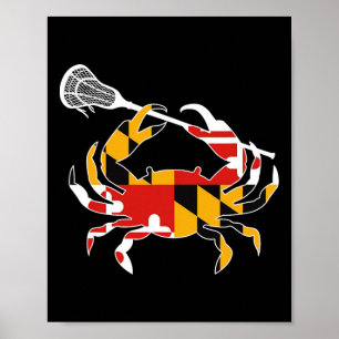Maryland Statlig flagga Crab Lacrosse Complete Sti Poster