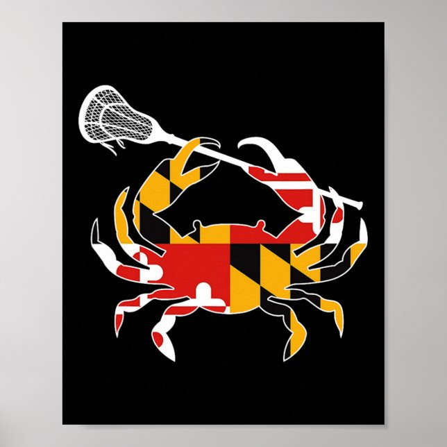Maryland Statlig flagga Crab Lacrosse Complete Sti Poster (Framsidan)