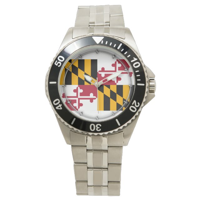 Maryland Statlig flagga Design Armbandsur (Framsida)