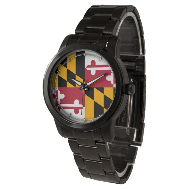 Maryland Statlig flagga Design Armbandsur (Vinklad)