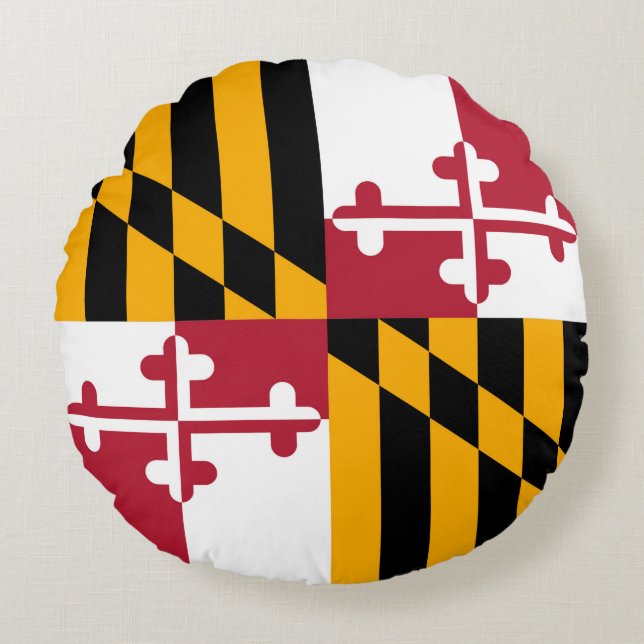 Maryland Statlig flagga Design-dekorfärg Rund Kudde (Framsidan)