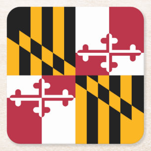 Maryland Statlig flagga Design-dekorfärg Underlägg Papper Kvadrat