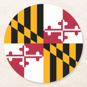 Maryland Statlig flagga Design-dekorfärg Underlägg Papper Rund