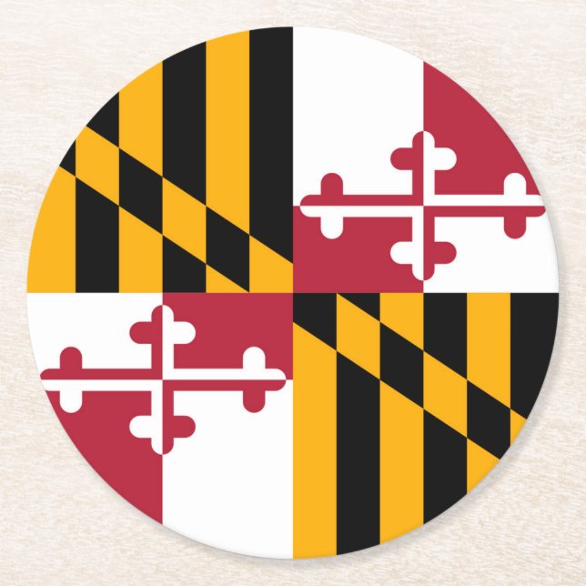 Maryland Statlig flagga Design-dekorfärg Underlägg Papper Rund (Framsidan)