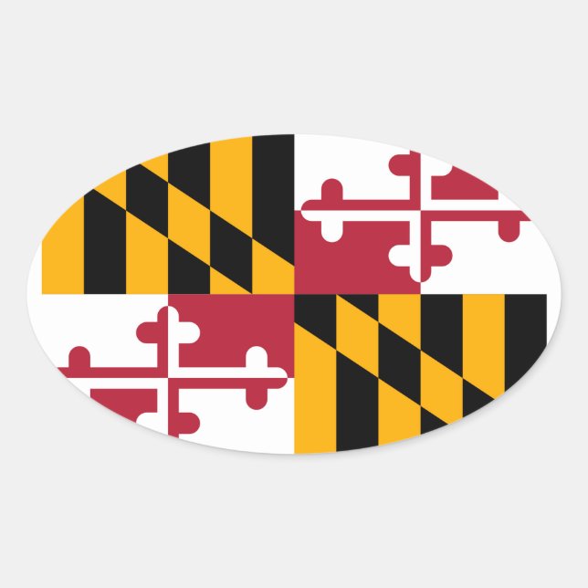 Maryland Statlig flagga Design Ovalt Klistermärke (Framsida)