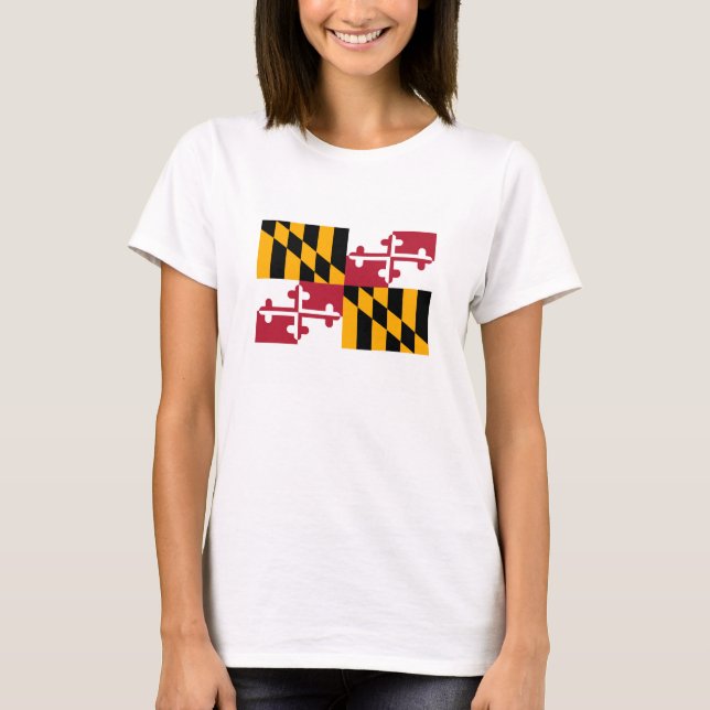 Maryland Statlig flagga Design Tee Shirt (Framsida)