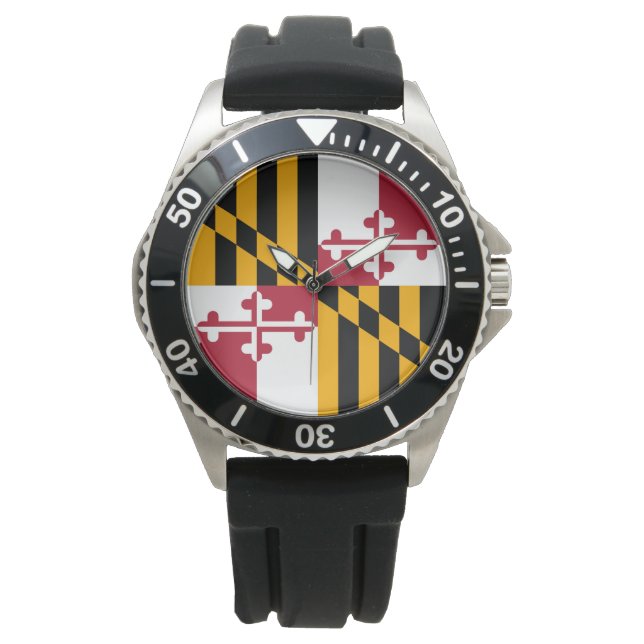 Maryland Statlig flagga Dial Design Armbandsur (Framsida)