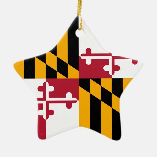 Maryland Statlig flagga Färg Graphic Julgransprydnad Keramik (Baksidan)