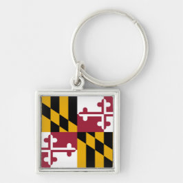 Maryland Statlig flagga Fyrkantig Silverfärgad Nyckelring