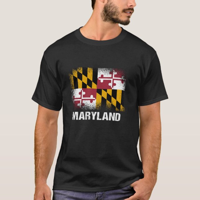 Maryland Statlig flagga Långärmad T Shirt (Framsida)