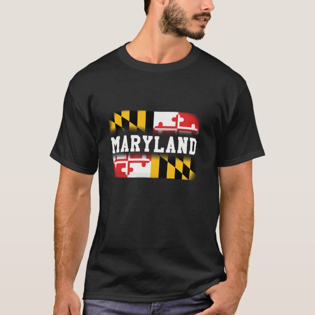 Maryland Statlig flagga Långärmad Tee Shirt (Framsida)