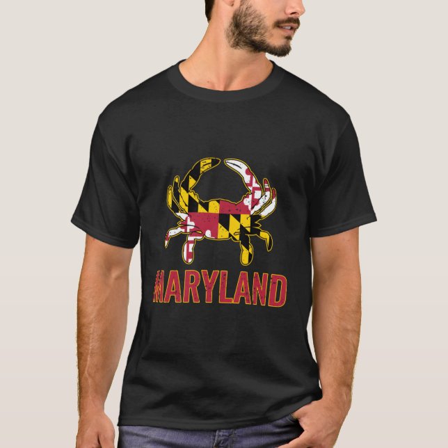 Maryland Statlig flagga Maryland State Blue Crab F T Shirt (Framsida)