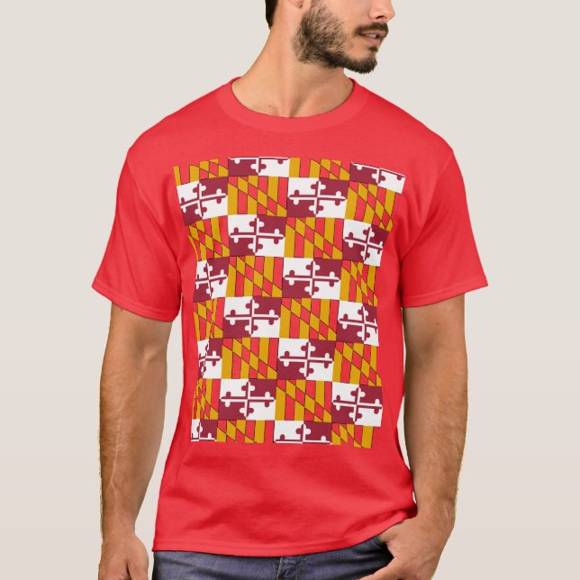 Maryland Statlig flagga Mönster T Shirt (Framsida)