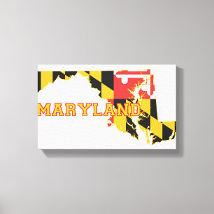Maryland statlig flagga och karta canvastryck